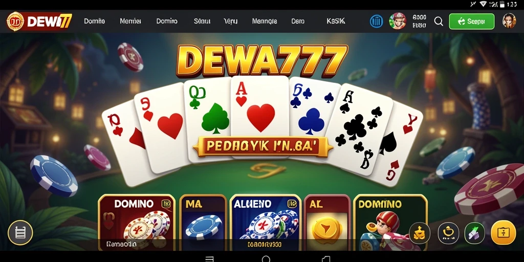 Tampilan antarmuka utama DEWA777 yang menarik untuk permainan Domino.