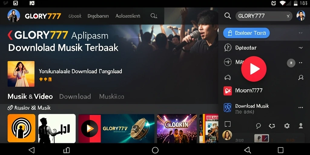 Antarmuka GLORY777 yang memudahkan pengguna mengunduh musik.