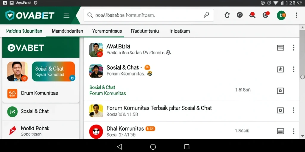 Screenshot utama OVABET menampilkan antarmuka Forum Komunitas yang interaktif.