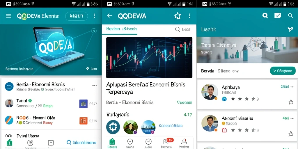 Antarmuka aplikasi QQDEWA menampilkan berita ekonomi terbaru.