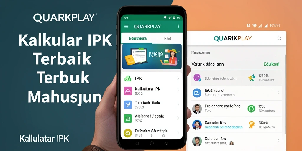 Screenshot aplikasi QUARKPLAY menampilkan antarmuka Kalkulator IPK yang intuitif.