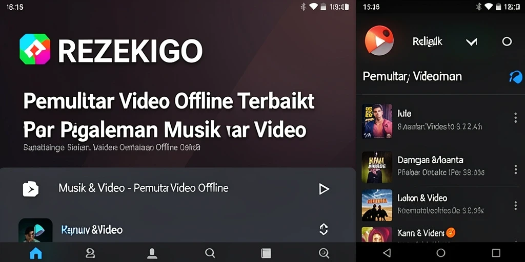 Tampilan antarmuka aplikasi Pemutar Video Offline REZEKIGO.