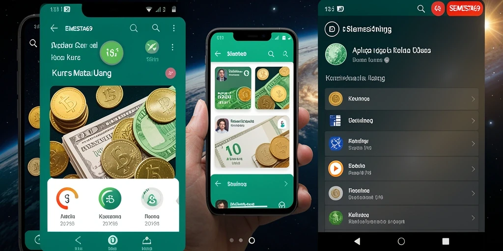 Screenshot SEMESTA69 menampilkan grafik interaktif dan konverter mata uang.