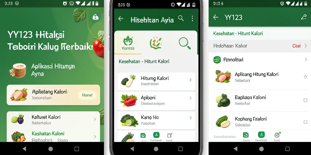 Antarmuka pengguna YY123 untuk menghitung kalori yang praktis.